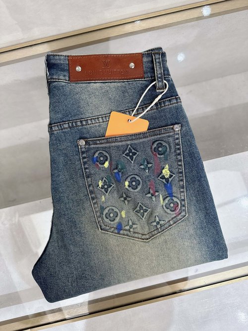 Louis Vuitton High-quality Stretch Jeans with Classic Logo