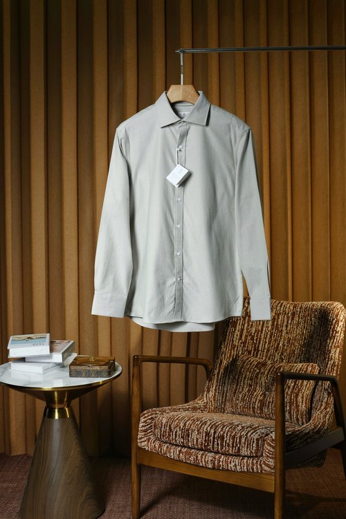 Brunello Cucinelli Classic Herringbone Cotton Long-Sleeve Shirt