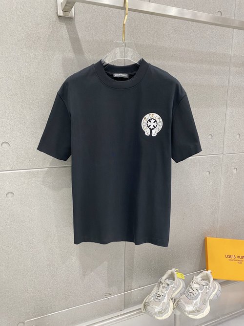 Chrome Hearts Embroidered Logo Short Sleeve Tee with Wear Effect