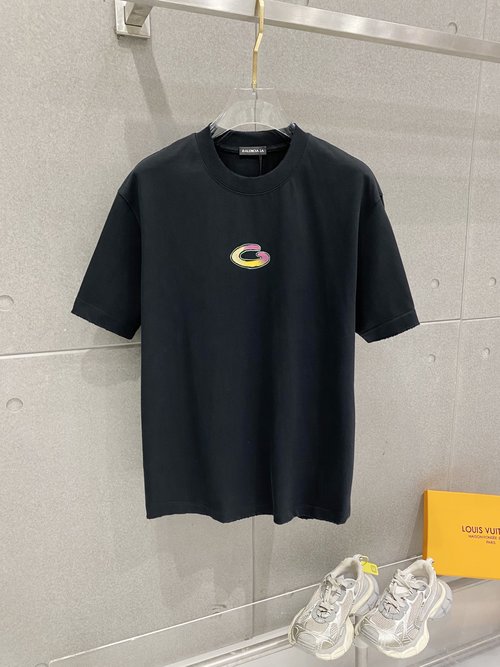 Balenciaga Superior Cotton Short Sleeve T-Shirt Showcasing Hand-drawn Logo