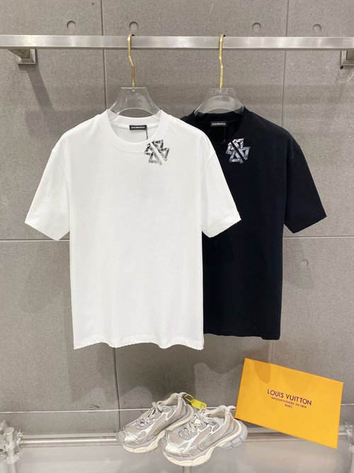 Balenciaga Finest Cotton Short Sleeve T-Shirt Complemented by Hand-drawn Logo