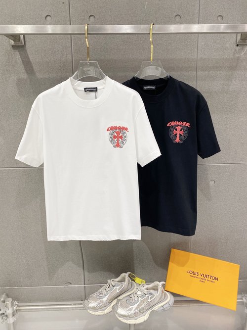 Chrome Hearts Premium Cotton Short Sleeve T-Shirt with Exquisite Embroidered Logo