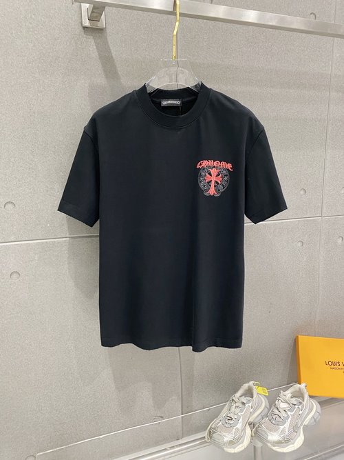 Chrome Hearts Superior Cotton Short Sleeve T-Shirt with Detailed Embroidered Logo