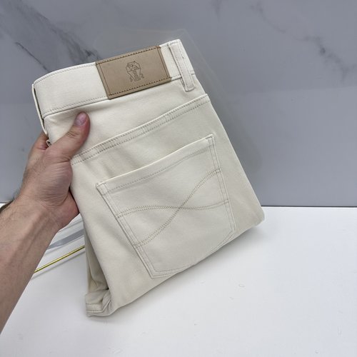 Brunello Cucinelli Premium Customized Washed Jeans, Comfortable Fit