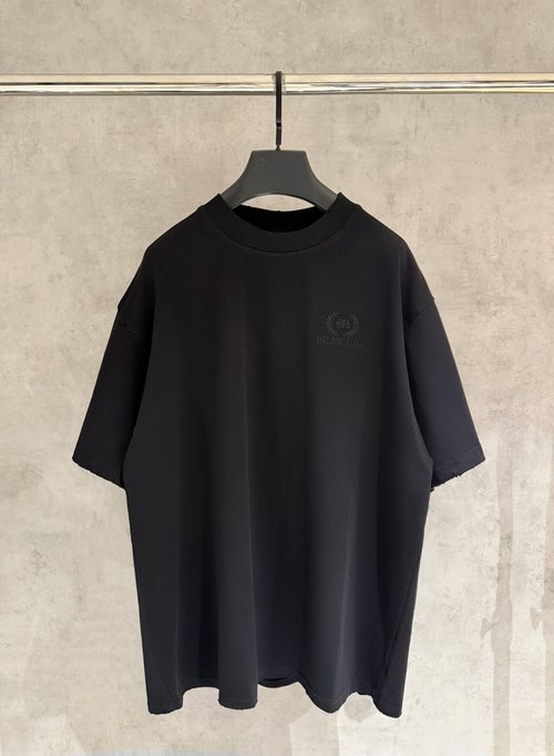 Balenciaga Embroidered Short Sleeve T-Shirt with Custom Fabric