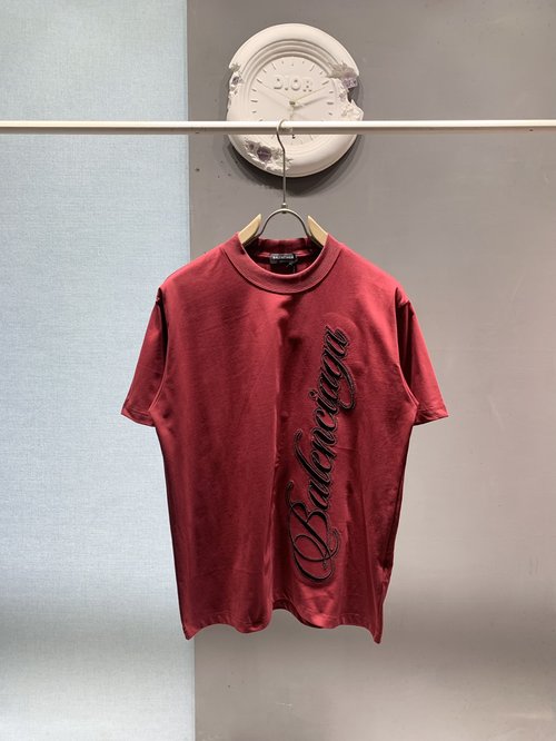 Balenciaga Cotton T-shirt with Cursive Art Embroidery