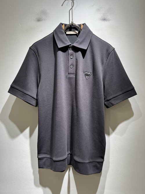 Bottega Veneta Solid Color Premium Quality Polo Shirt with Logo