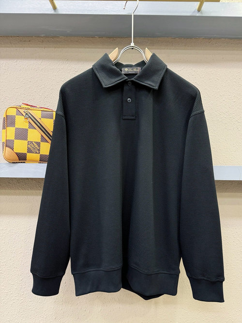 Loro Piana New Long-Sleeve Sweatshirt Adorned with Classic Logo