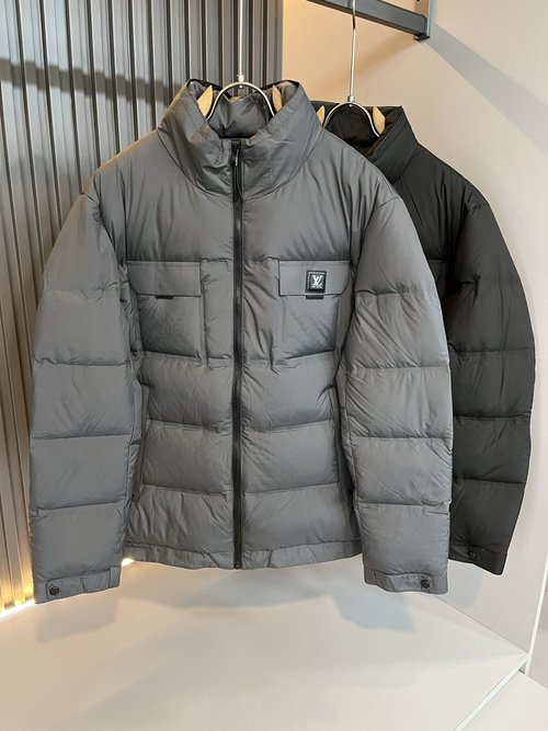 Louis Vuitton Custom Nylon Down Jacket with Geometric Design