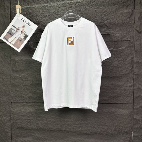 Fendi  Short-sleeved T-shirt with Embroidered Letter Logo