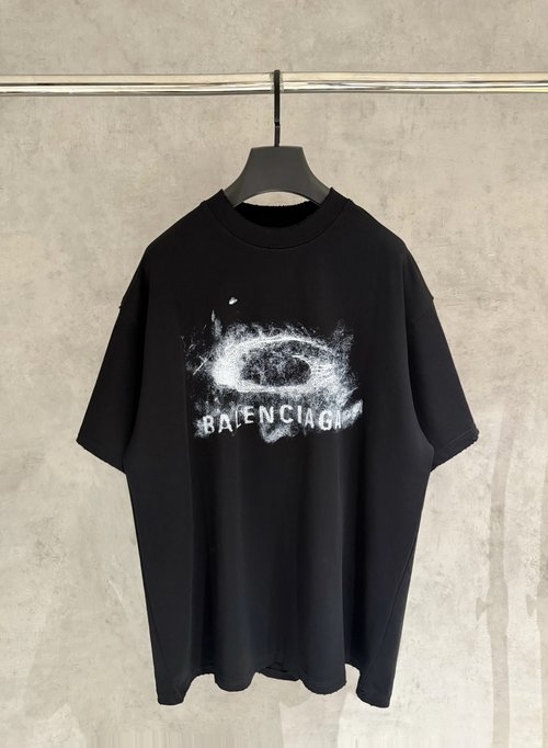 Balenciaga Printed Short Sleeve T-Shirt with Heavyweight Fabric