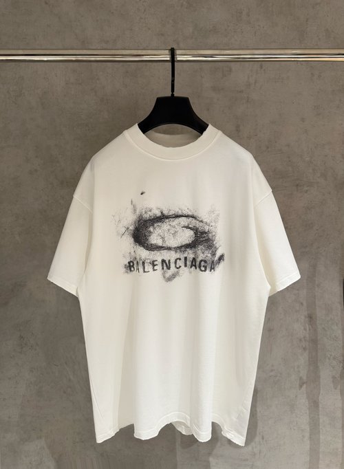 Balenciaga Printed Short Sleeve T-Shirt with Heavyweight Fabric