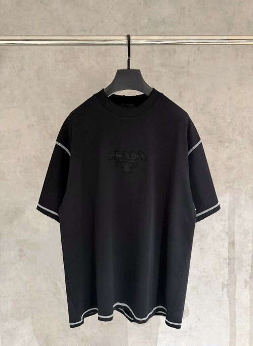 Prada Heavyweight Embroidered Short-Sleeve T-Shirt