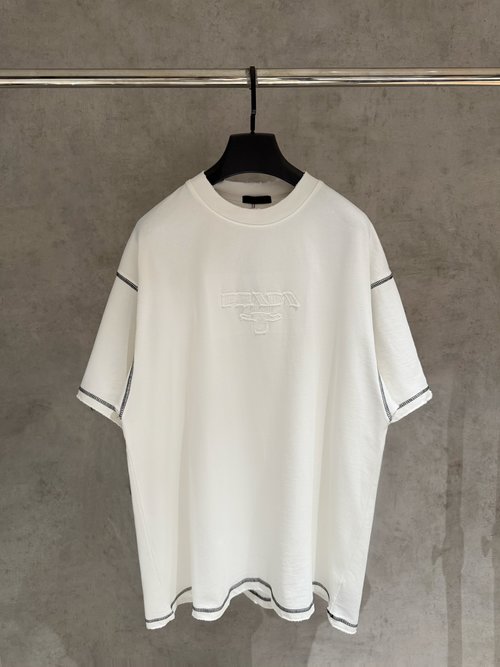 Prada Heavyweight Embroidered Short-Sleeve T-Shirt