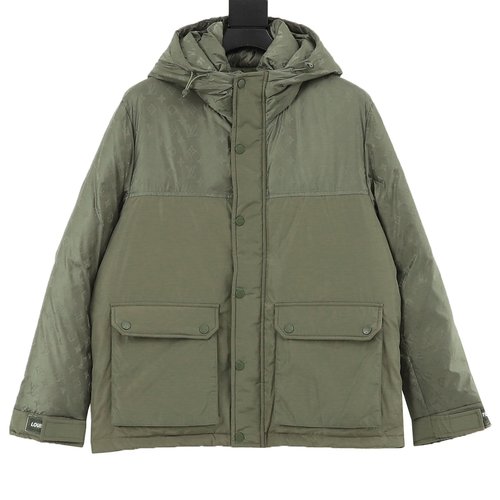 Louis Vuitton Patchwork Hooded Down Jacket with Elegant Styling