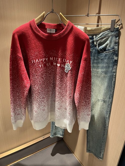 Moncler Knitted Wool Sweater with Logo Badge