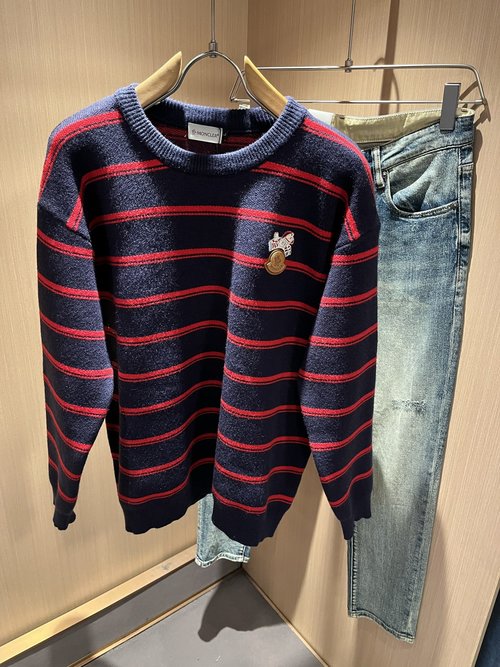 Moncler Knitted Wool Sweater with Logo Badge