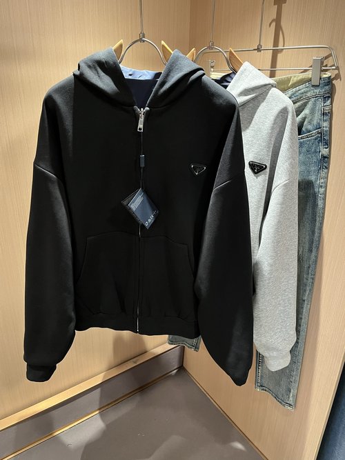 Prada Luxury Double-sided Zippered Jacket with Logo