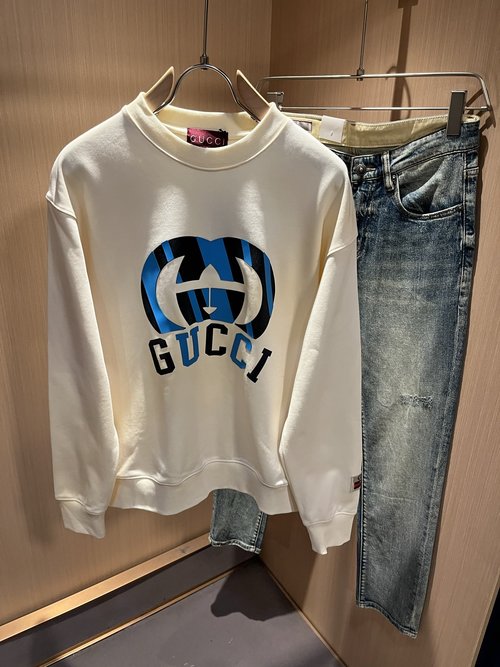 Gucci Cotton Logo Round Neck Casual Sweatshirt