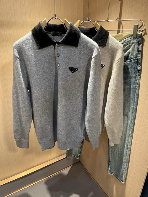 Prada Knitted Wool Sweater with Triangle Logo