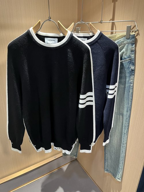 Thom Browne Knitted Wool Sweater with Classic Stripes