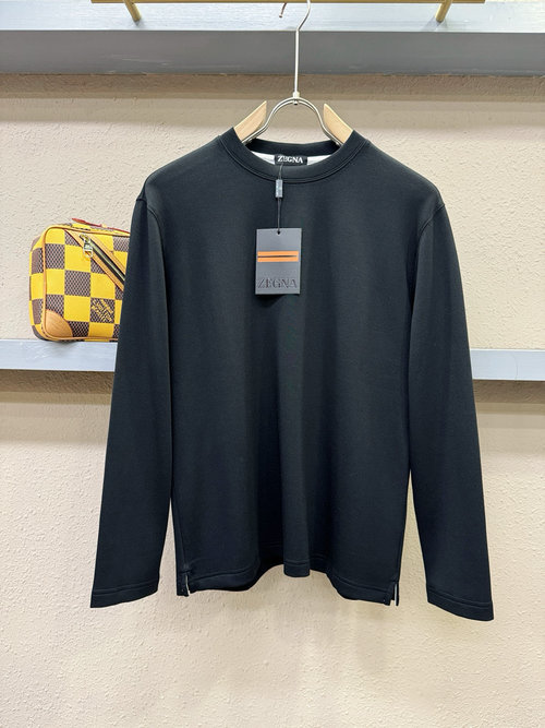 Zegna Classic Logo Long - Sleeve T - Shirt, Soft and Breathable