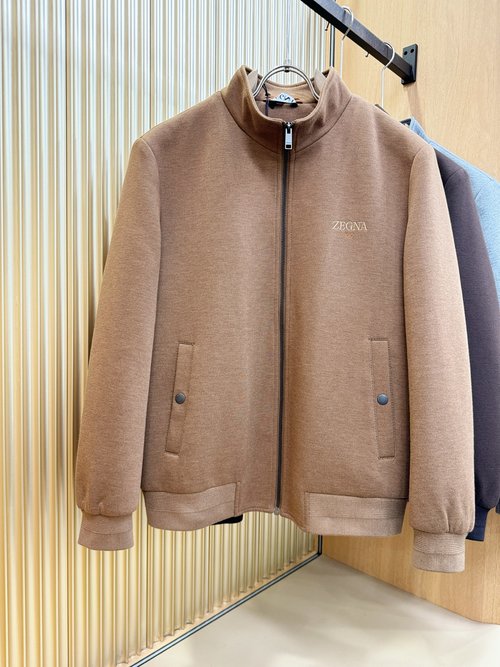 Zegna Warm Woolen Jacket Featuring Luxury Logo and Premium Italian Fabric