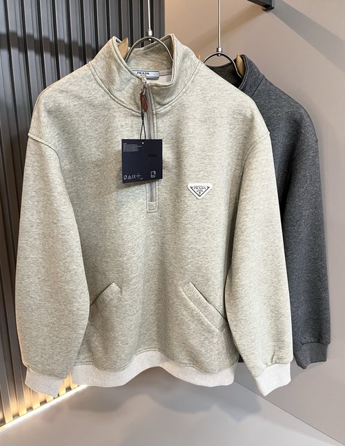 Prada Classic and Stylish Solid Logo Long Sleeve Sweatshirt