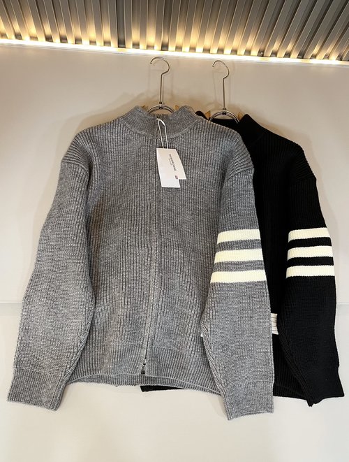 Thom Browne Knit Wool Cardigan with Classic Stripes