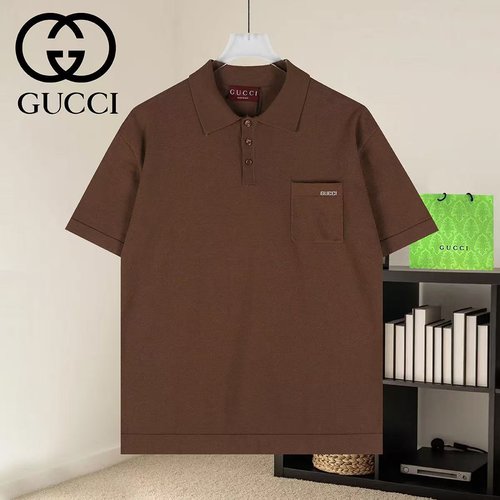 Gucci Logo Jacquard Knit Sweater with Turn - Down Collar