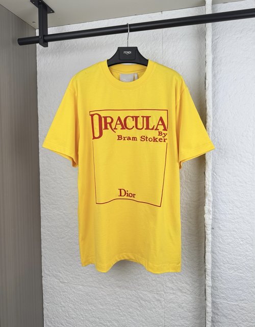 Dior Short Sleeve Tee with Letter Slogan Embroidery