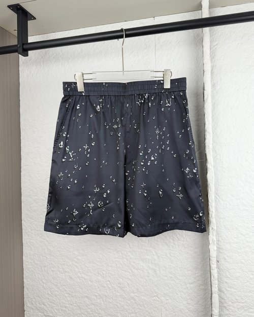 Louis Vuitton Water Drop Print Silk Shorts for Beach