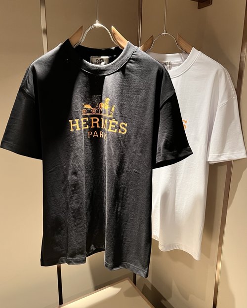 Hermes Upgraded Basic Short-sleeved T-shirt with Logo Print