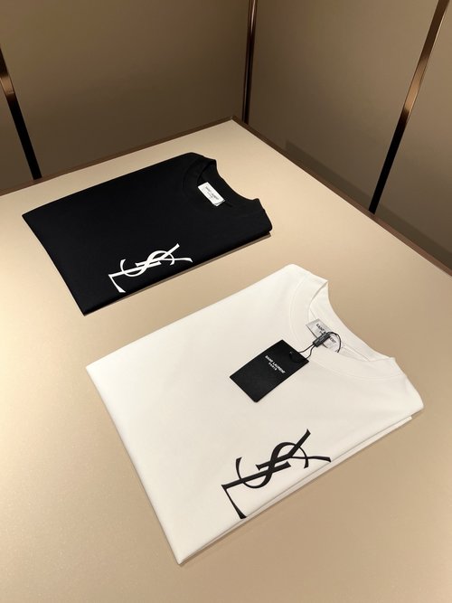 Yves Saint Laurent Elegant Logo Cotton Short Sleeve T-Shirt