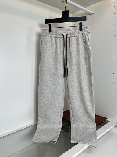 Loro Piana Casual Straight Cotton Linen Blend Pants