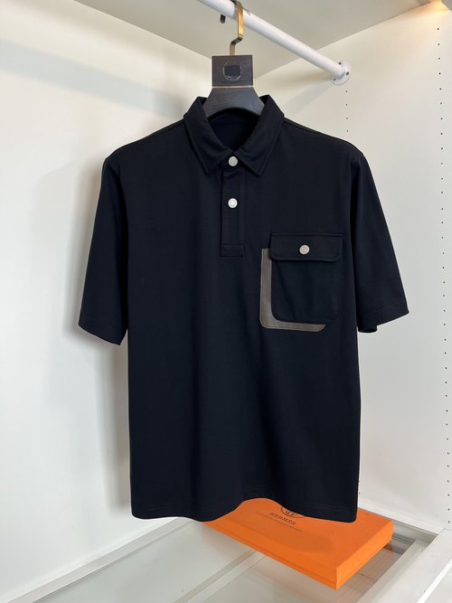 Hermes Micro Wide Collar Short Sleeve T-Shirt