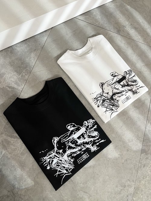 Maison Margiela Cotton Short Sleeve T-shirt with Logo Print