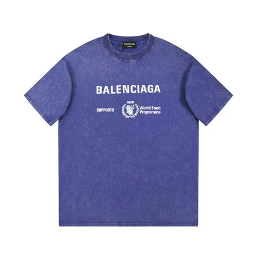 Balenciaga Heavy-washed Short Sleeve T-shirt with Letter Print