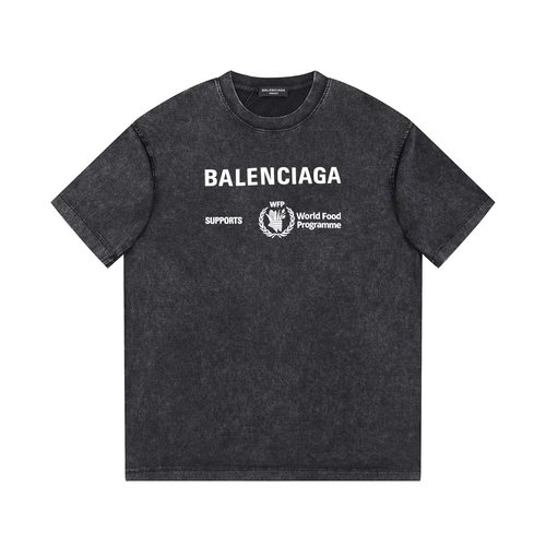 Balenciaga Heavy-washed Short Sleeve T-shirt with Letter Print