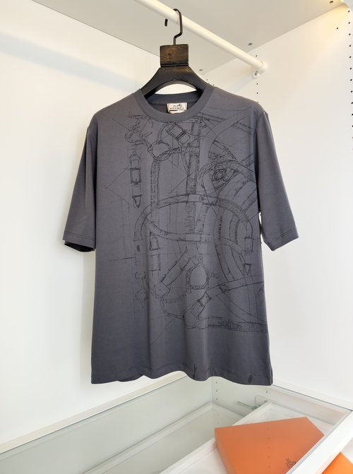 Hermes Equestrian-Inspired Geometric Print T-Shirt