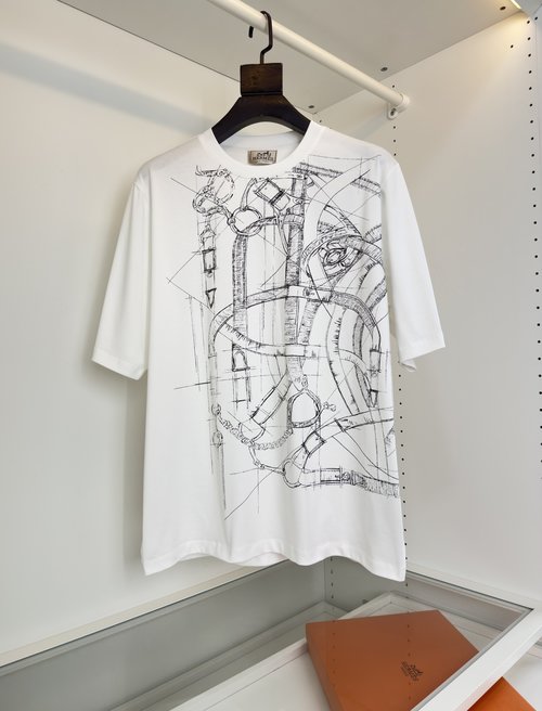 Hermes Cavalcado Print Short-Sleeve T-Shirt with Horse Motif