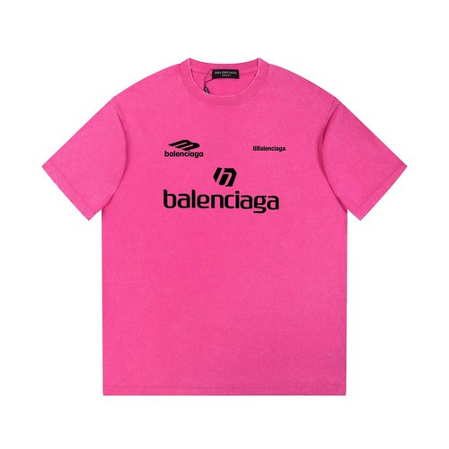 Balenciaga Vintage-washed Short Sleeve T-shirt with Letter Print