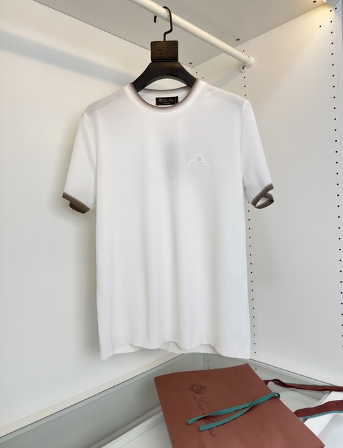 Loro Piana Classic Knit T-Shirt with Plaque Embroidery