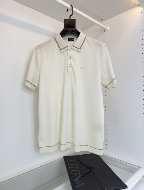 Zegna Knitted Short-sleeve Polo with Embroidered Logo