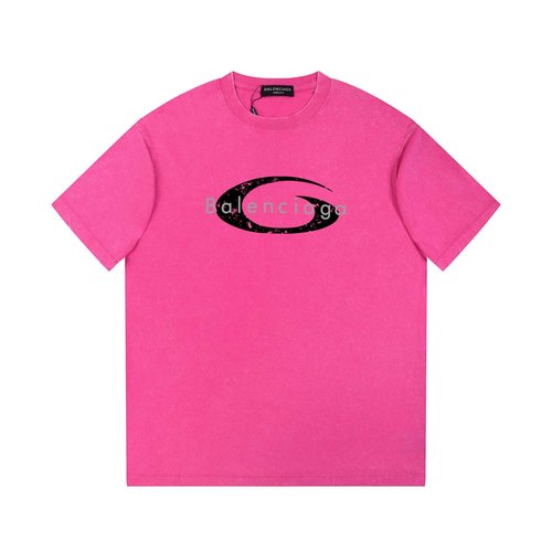 Balenciaga Vintage-washed Short Sleeve T-shirt with Letter Print