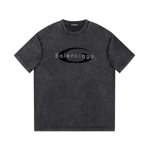 Balenciaga Vintage-washed Short Sleeve T-shirt with Letter Print
