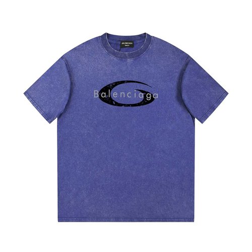 Balenciaga Vintage-washed Short Sleeve T-shirt with Letter Print