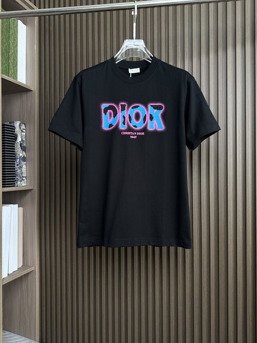 Dior Black Casual Round Neck Short Sleeve T-Shirt