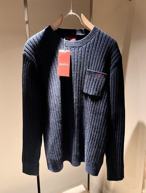 Gucci Knit Wool Sweater with Logo Embroidery