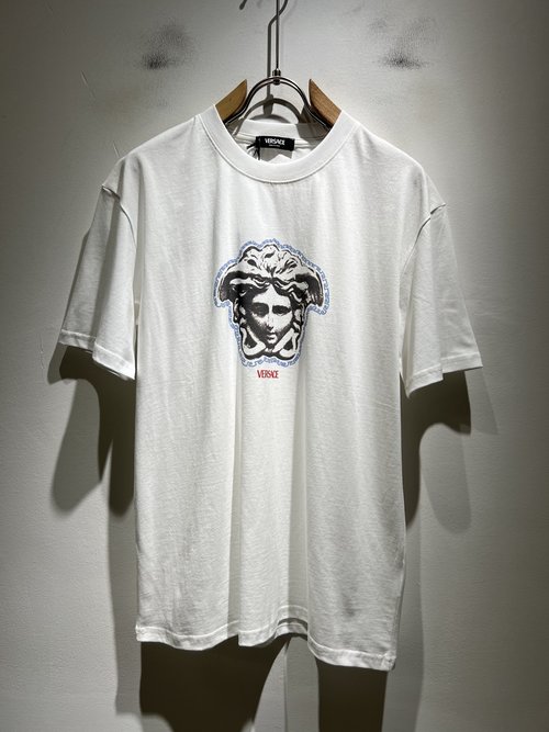Versace Imported Cotton Short Sleeve T-Shirt with Logo Embroidery (Duplicate, consider revising description for uniqueness)